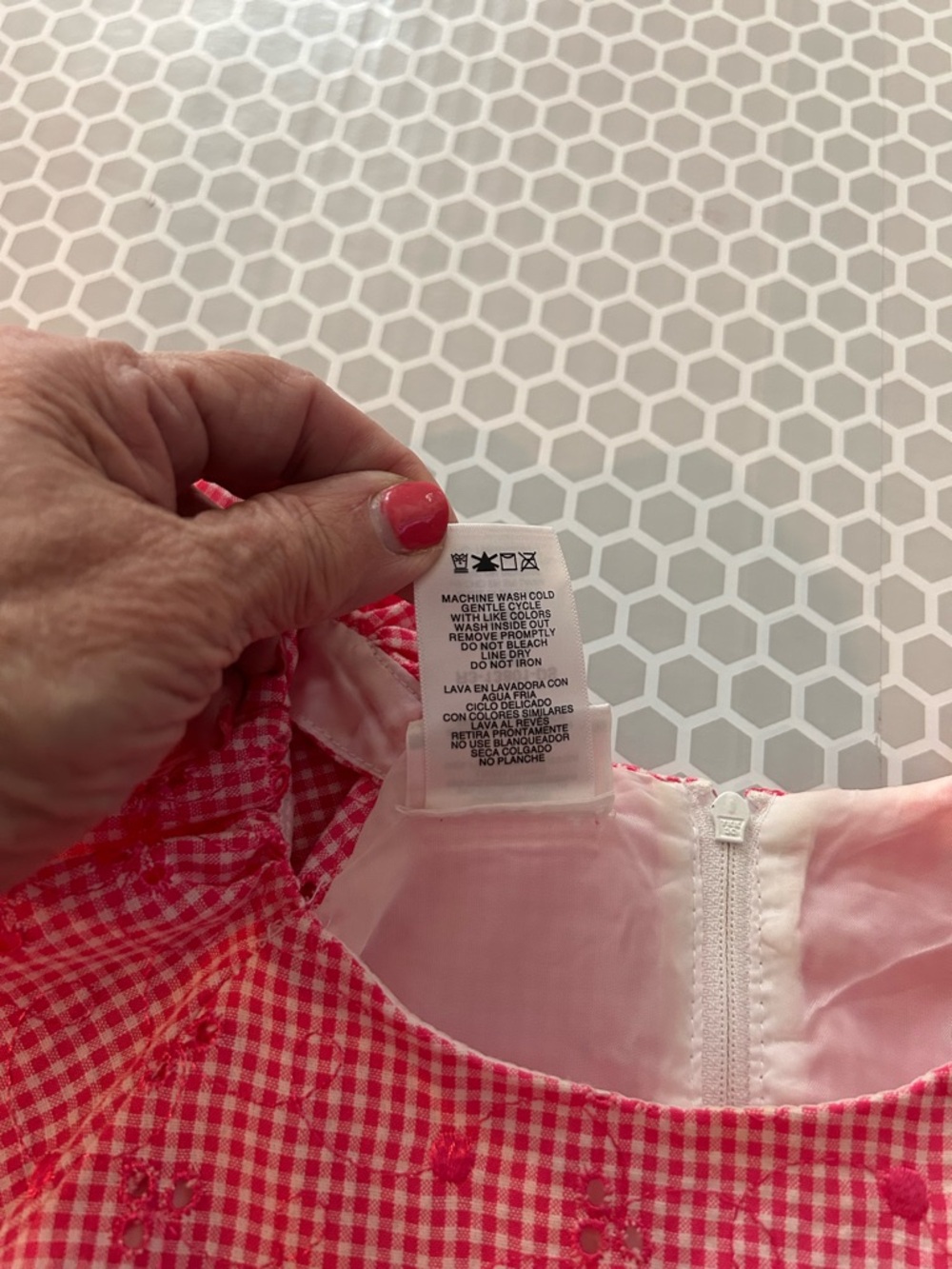 By Bonnie Jean Pink Gingham Dress w Satin Waist Bow w Petticoat Size 6X - Picture 8 of 8